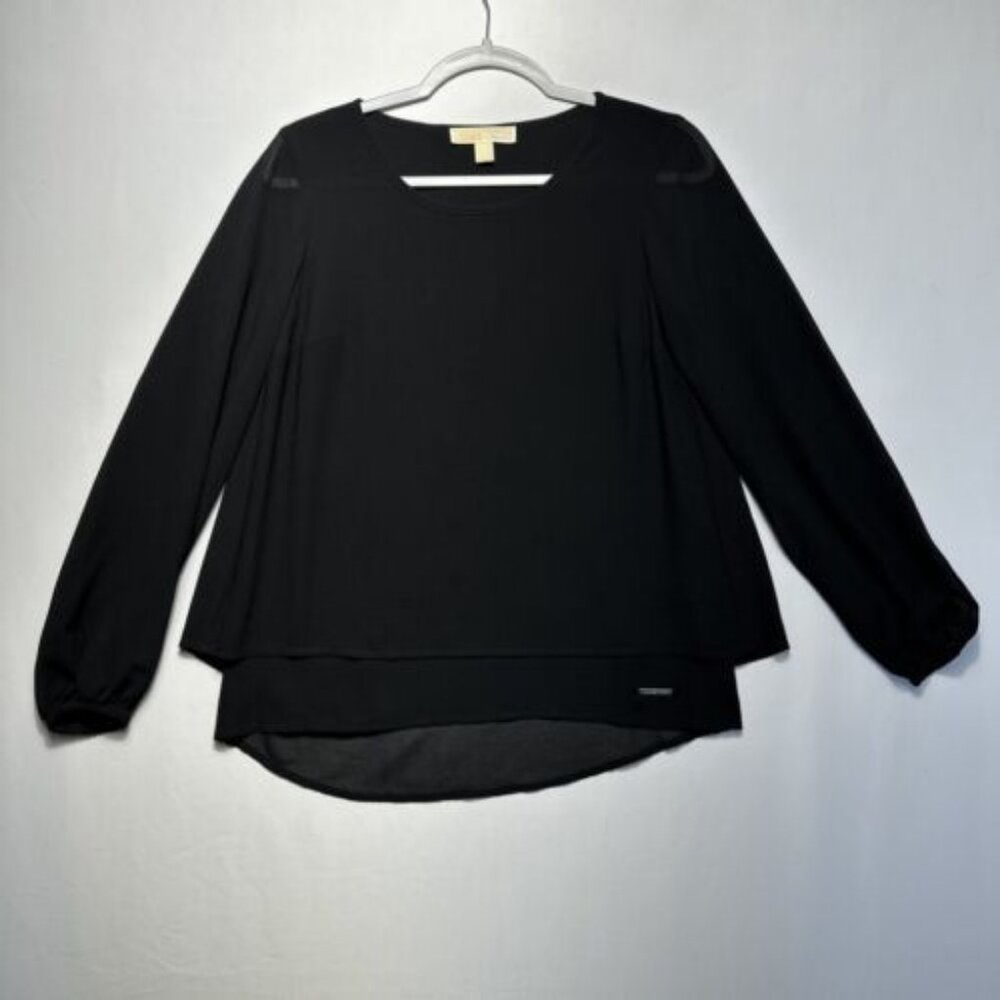 Michael Kors Women's Layered Look Tunic Knit Sheer Bottom Top Size XS Blouse